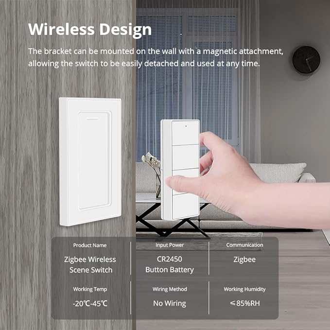 Wireless Zigbee Smart Button, 4-Way Remote Control Button Switch - Image 7
