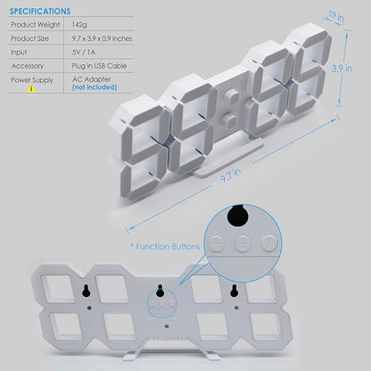 KOSUMOSU 3D LED Digital Wall Clock, Large Display Table/ Desk Clock - Image 6