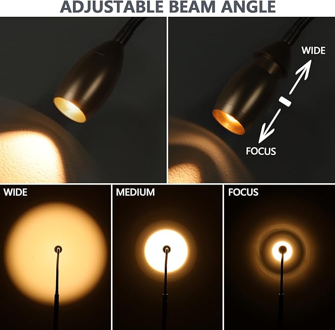 Reading Floor Lamp, Dimmable Zoomable Spotlight, Adjustable Color Beam Standing - Image 2