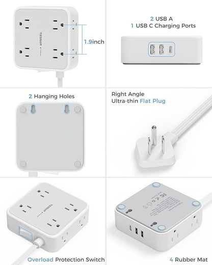TESSAN Surge Protector Power Strip 15 Ft Cord, 8 Widely Spaced Outlets - Image 7