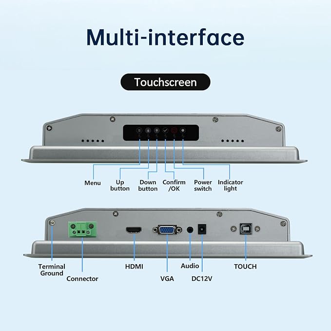 10.4-Inch Industrial Touch Screen Monitor, Ratio 4:3 Embedded PCAP Touchscreen - Image 6