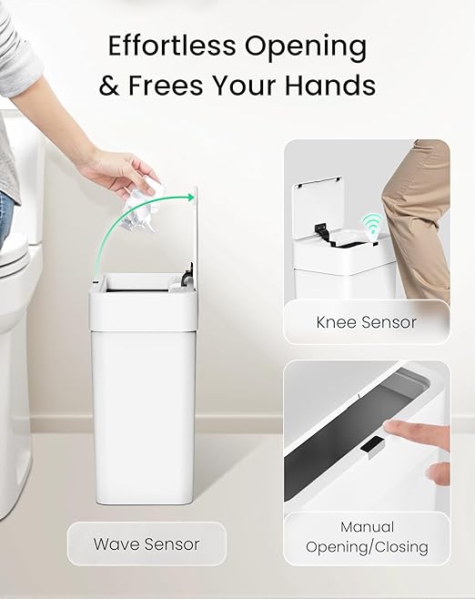 Cesun Bathroom Trash Can with Lid, 4 Gallon Motion Sensor Garbage Can Automatic - Image 3