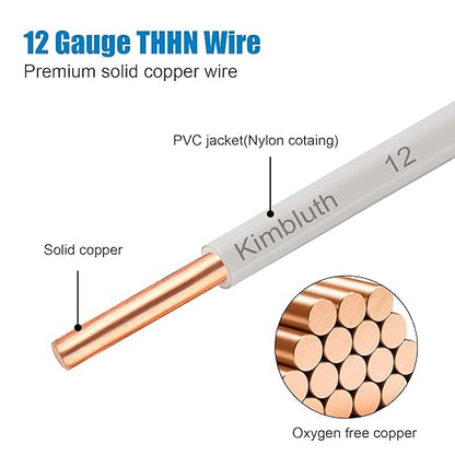 THHN Wire 12 Gauge 25 FT OFC Electrical Wire, 12 AWG Solid Copper Wire Rated up - Image 2
