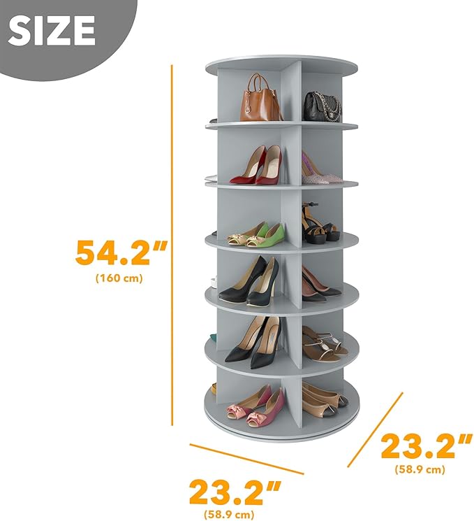 SpaceAid 6 Tier Rotating Shoe Rack Tower, Spinning Shoe Display Lazy Susan - Image 2