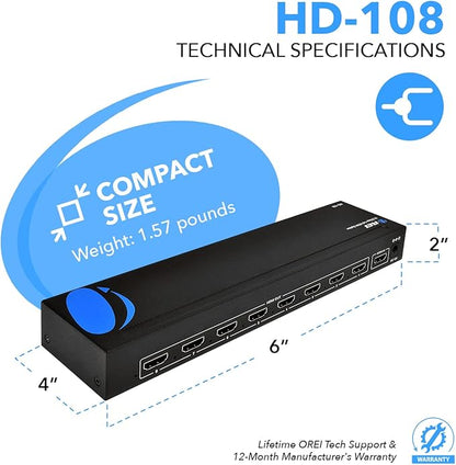 OREI HDMI Splitter 1 in 8 Out - Image 5