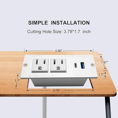 4 LEAF USB C Recessed Power Strip Fast Charge Desktop Power Station 2 Outlets 2 - Image 2