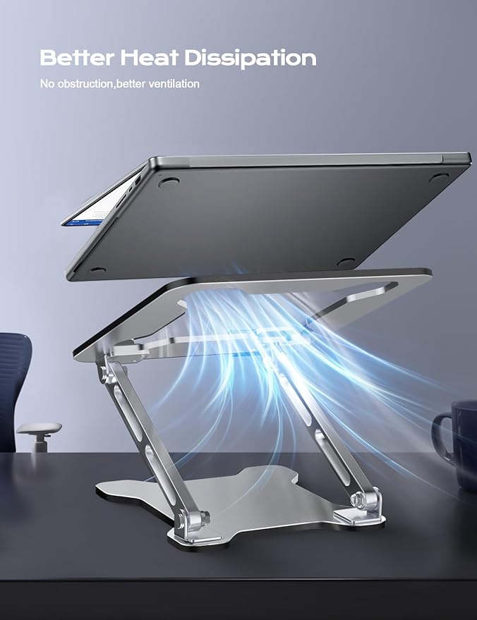 Adjustable Laptop Stand for Desk, Metal Foldable Laptop Riser, Ventilated - Image 4