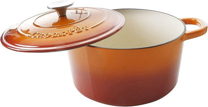 Crock-Pot Artisan 5-Quart Round Enameled Cast Iron Dutch Oven – Sunset Orange - Image 2