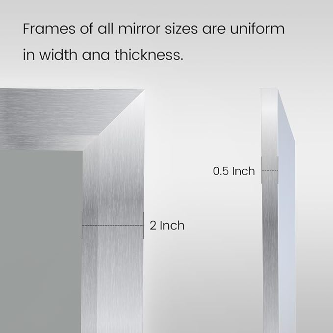 Amorho 22x30 Inch Bathroom Mirror Silver, Thick Metal Framed Wall Mirrors - Image 4