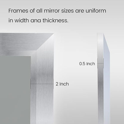 Amorho 22x30 Inch Bathroom Mirror Silver, Thick Metal Framed Wall Mirrors - Image 4