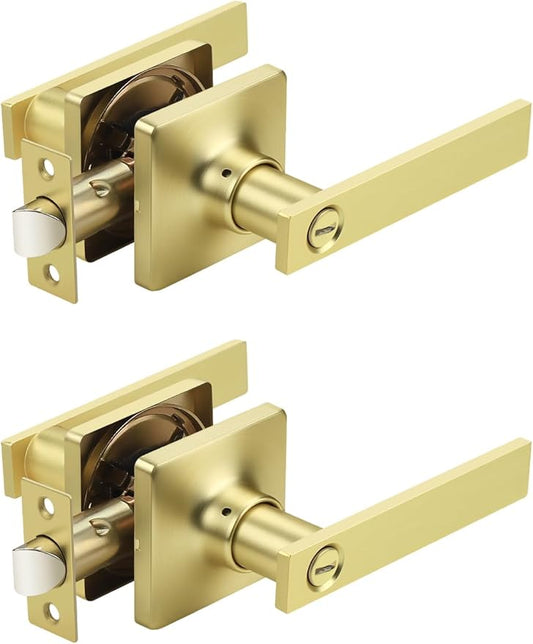 Mengico 2 Pack Gold Privacy Lever Door Handle Interior by Mengico