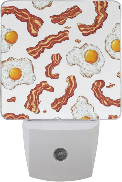 Pigsaly Led Night Light Vintage Bacon Tan Strips Fried Egg Night Light Plug in by Pigsaly