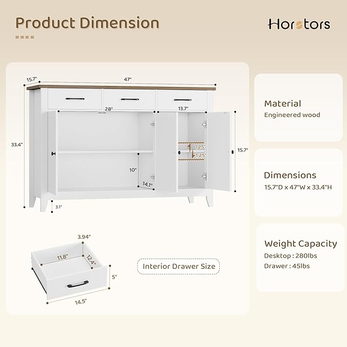 HORSTORS 47" Buffet Cabinet - Image 3