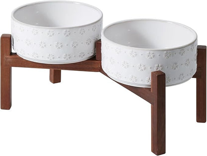 7.3inch Ceramic Raised Double Bowls Set by Havniva