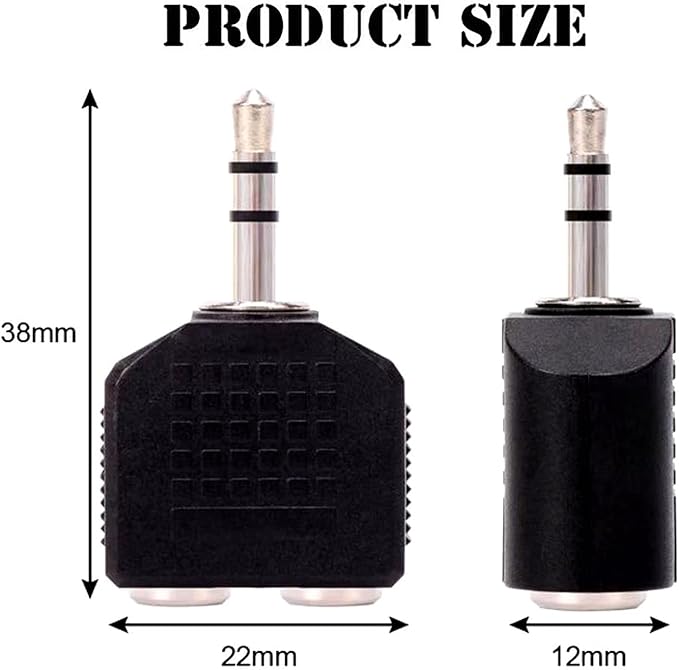 Sairps 3.5mm +Headphone +Splitter, Double Headphone Jack Adapter 3.5mm to 1/8 - Image 2