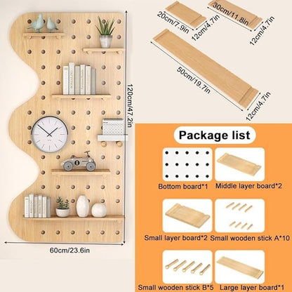 White Wooden Wall Organizer for Home & Office, Versatile Hanging Display Panel - Image 2