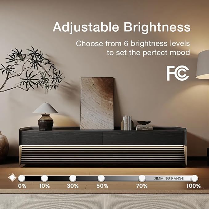 POVISON Fully-Assembled Mid Century Modern TV Stand, 78.74" Wood Media Console - Image 2