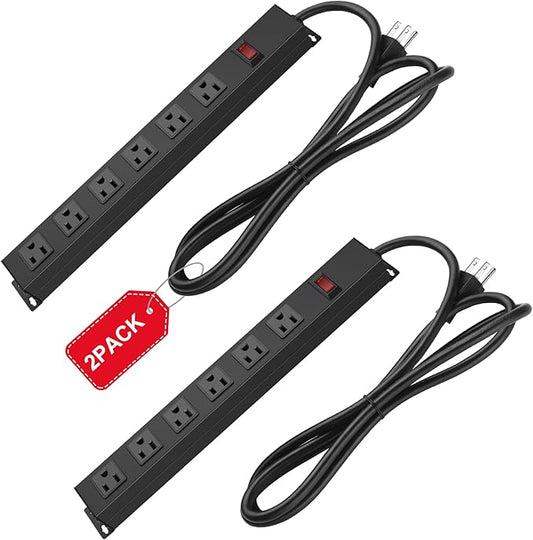 2Pack Metal Wall Mount Power Strip, Mountable Power Outlet by HHSOET