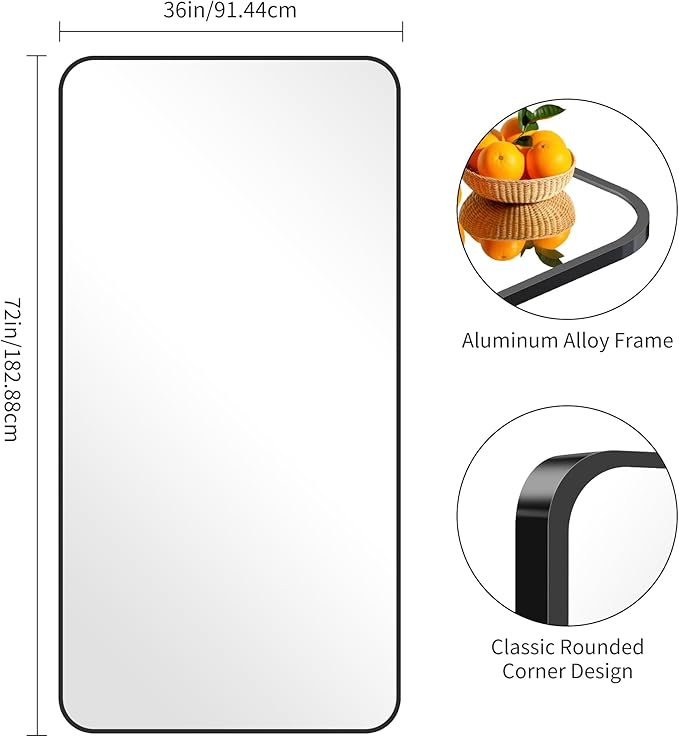 FORBATH Large Bathroom Mirror 72x36 Inches - Image 7