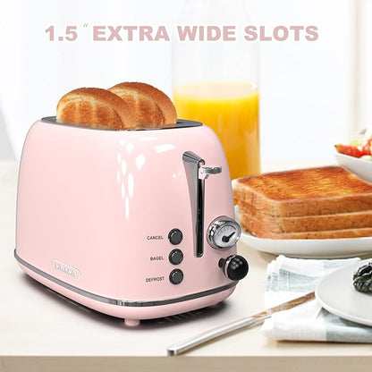 Toaster 2 slice, Retro Stainless Steel Toaster - Image 2