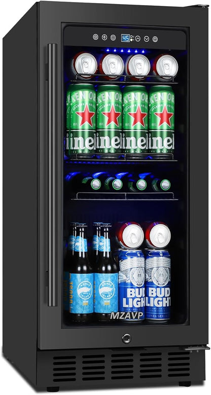 15 Inch Beverage Cooler Refrigerator, Freestanding or Built-In Mini Drinks by MZAVP