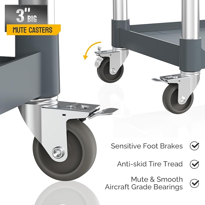 TUFFIOM 3-Tier Plastic Service Utility Cart - Image 3