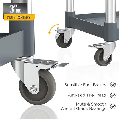 TUFFIOM 3-Tier Plastic Service Utility Cart - Image 3