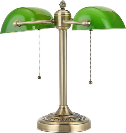 Newrays Green Double Head Glass Bankers Desk Lamp - Image 7
