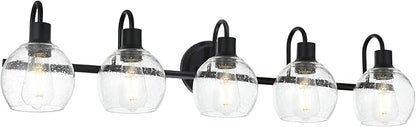 WINSHEN 5-Lights Black Bathroom Vanity Light Fixtures Over Mirror, Modern by WINSHENLighting