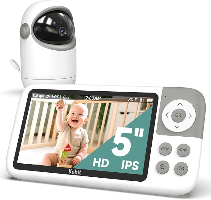 5'' Video Baby Monitor with Camera and Audio, 36-Hrs Battery Life, HD Camera by Kokit