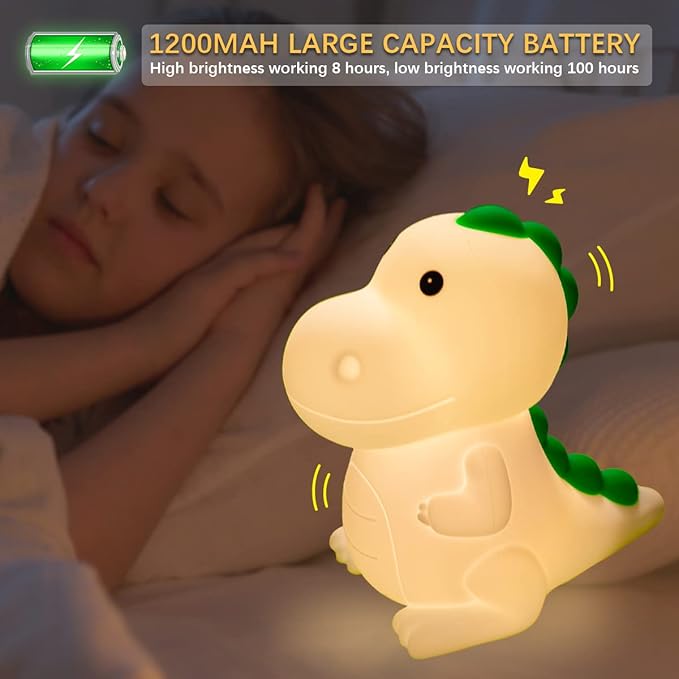 LEDHOLYT LED Cute Dinosaur Night Light, Cute Silicone Dinosaur Lamp and Animal - Image 5