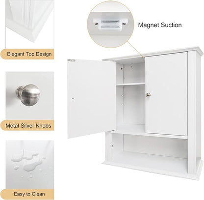 White Bathroom Wall Cabinet, Over the Toilet Storage Cabinet, Bathroom Cabinet - Image 6