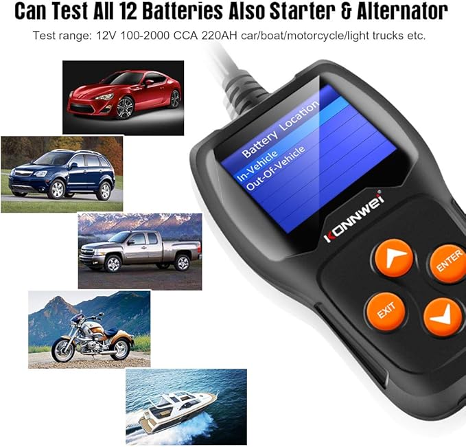 KONNWEI KW600 Car Battery Tester 12V Professional 100-2000 CCA Automotive - Image 3