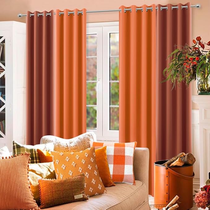 KOUFALL Burnt Orange Fall Blackout Curtains - Image 4