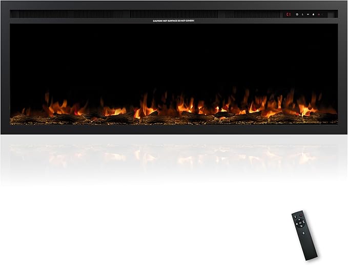 50" Electric Fireplace, Ultra-Thin Recessed/Wall Mounted Electric Fireplace by Dovelf