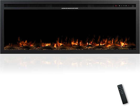 50" Electric Fireplace, Ultra-Thin Recessed/Wall Mounted Electric Fireplace by Dovelf