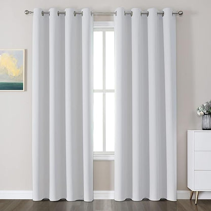 CUCRAF Grayish White Blackout Curtains 84 inch Length, Thermal Insulated Room by CUCRAF
