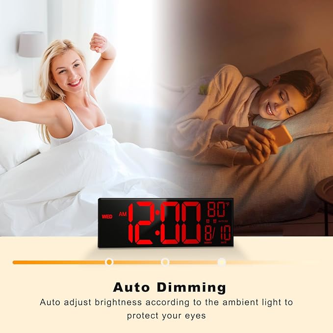 JALL 16" Large Digital Wall Mount Clock, Count Down Timer, Big LED, Temperature - Image 5