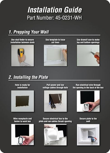 DATA COMM Electronics 45-0231-WH USB Recessed Media Outlet Box, In-Wall Cable - Image 6