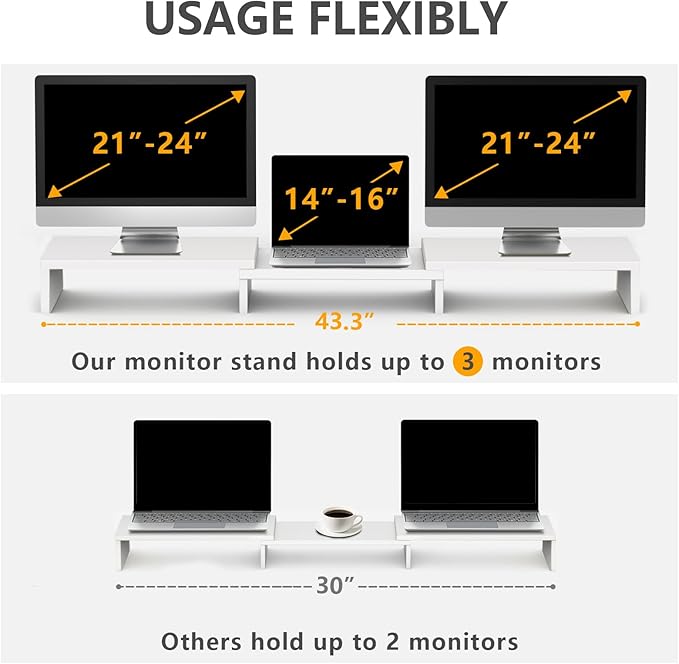 TAVR Furniture Dual Monitor Stand Riser, Computer Monitor Stands - Image 4