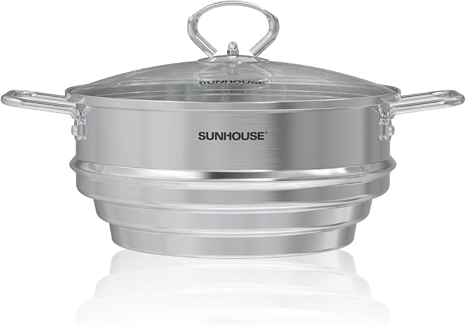 SUNHOUSE 5 Quart Stainless Steel Steamer Insert – Multi-Purpose Soup & Food by SUNHOUSE