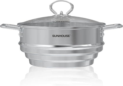 SUNHOUSE 5 Quart Stainless Steel Steamer Insert – Multi-Purpose Soup & Food by SUNHOUSE