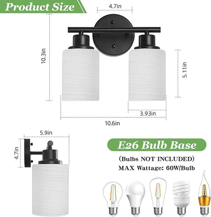 Guliaofo 2-Light Vanity Lights, Modern Vanity Lighting Fixture - Image 2