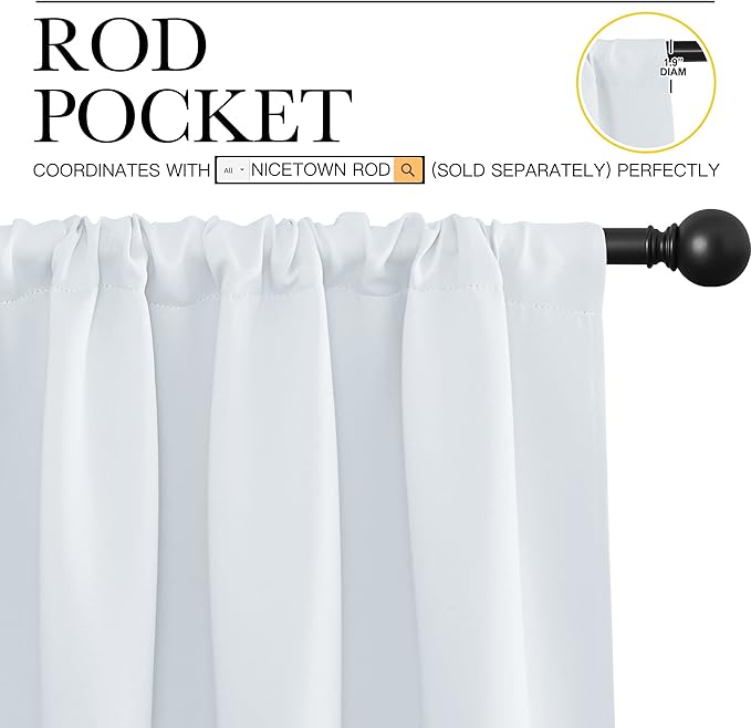 NICETOWN Greyish White Bedroom Curtain Panels - Image 3
