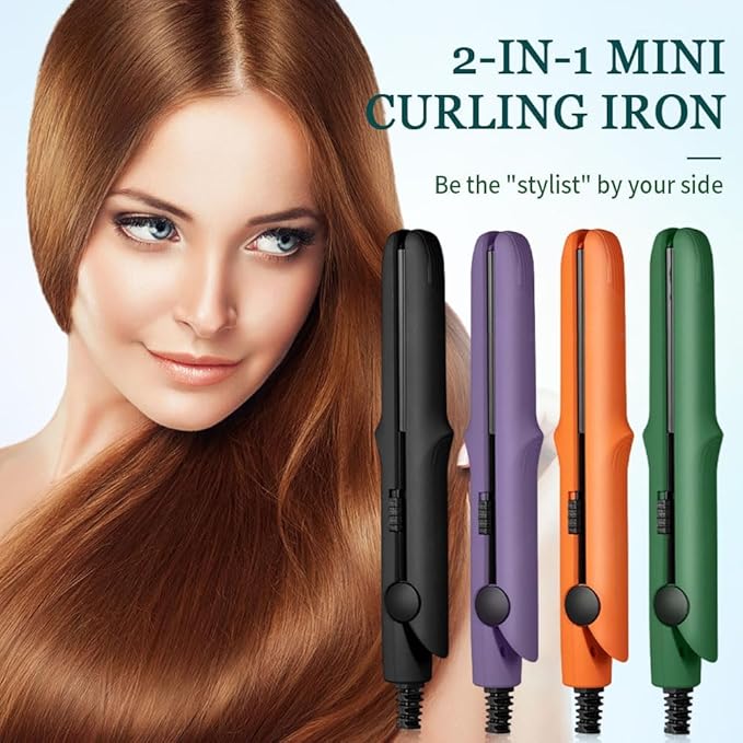 2026 New Mini Curling Iron for Short Hair, 2 in 1 Mini Curling Wand & Flat Iron - Image 2