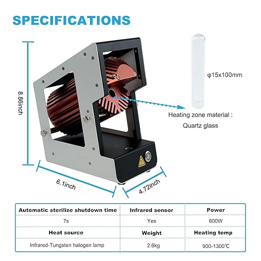 Lab Infrared Sterilizer with Open-use 7s Instant Sterilization and Self-Closing - Image 8