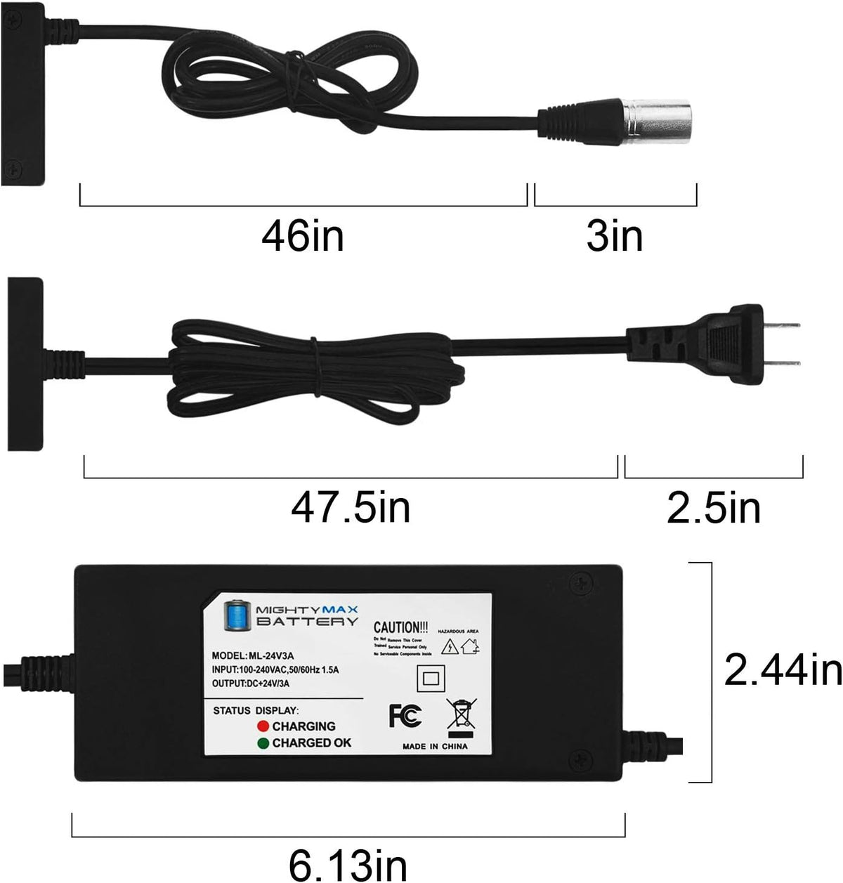 24 Volt 3 Amp Wheelchair Battery Charger