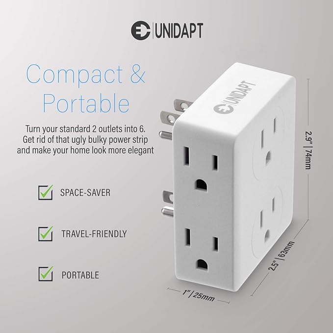Unidapt Multi Plug Outlet Splitter, Side Splitter Box, Wall Tap Plug Expander - Image 3