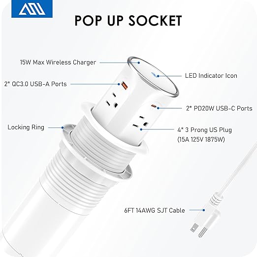 ANNQUAN Motorized Pop Up Countertop Receptacle - Image 7