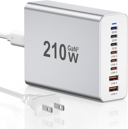 USB C Charger Block 200W, GaN 8-Port USB-C PD Fast Charging Station Desktop Hub by SCCVEE